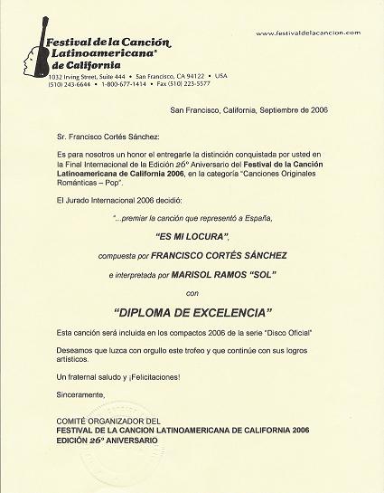 2006 Certificado California